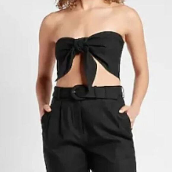 NWT, Express • Linen Blend Tie Front Bandeau Top, Size Small - Picture 1 of 2